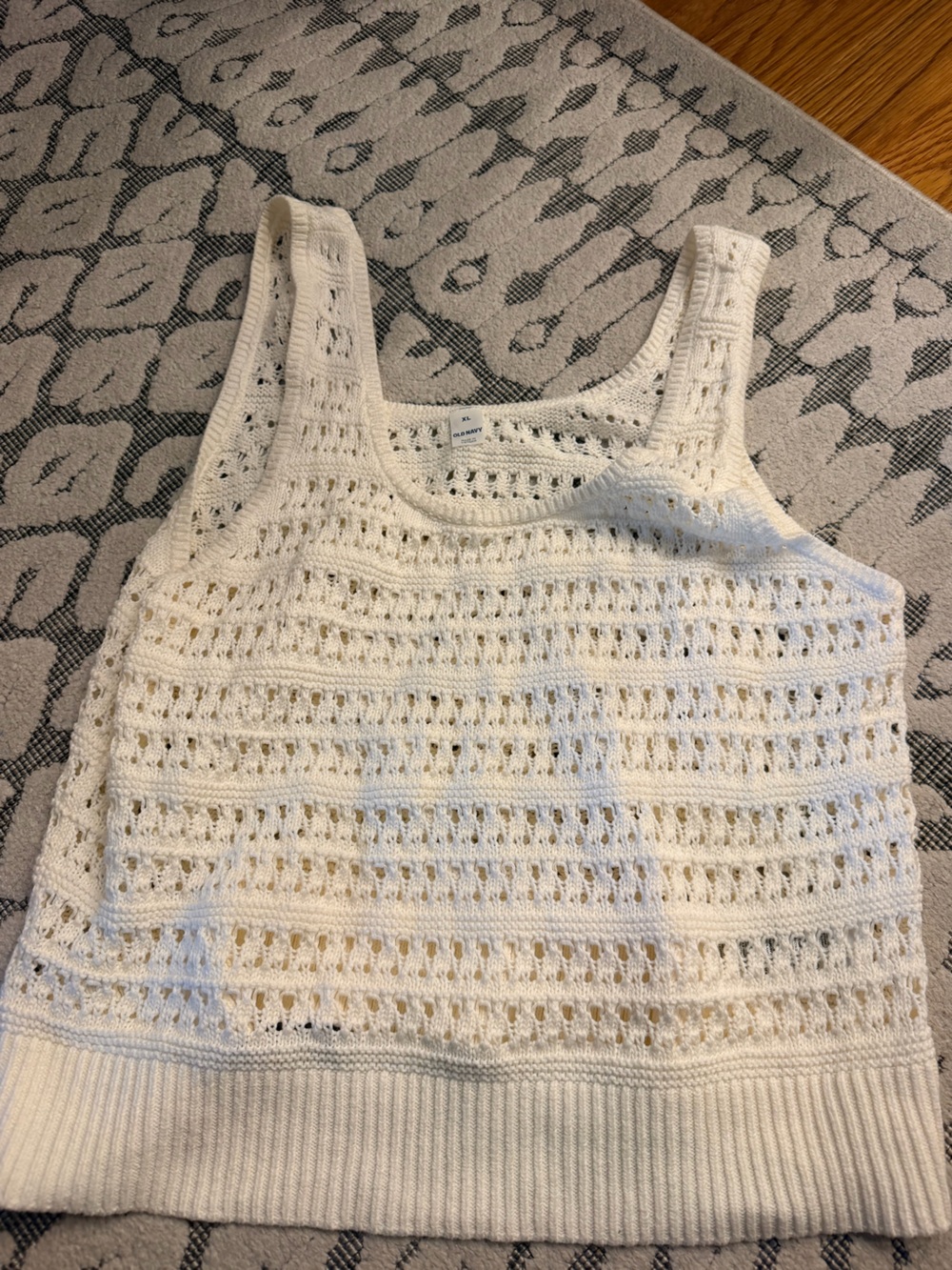 Old Navy Cream Open-Knit Sleeveless Sweater Tank